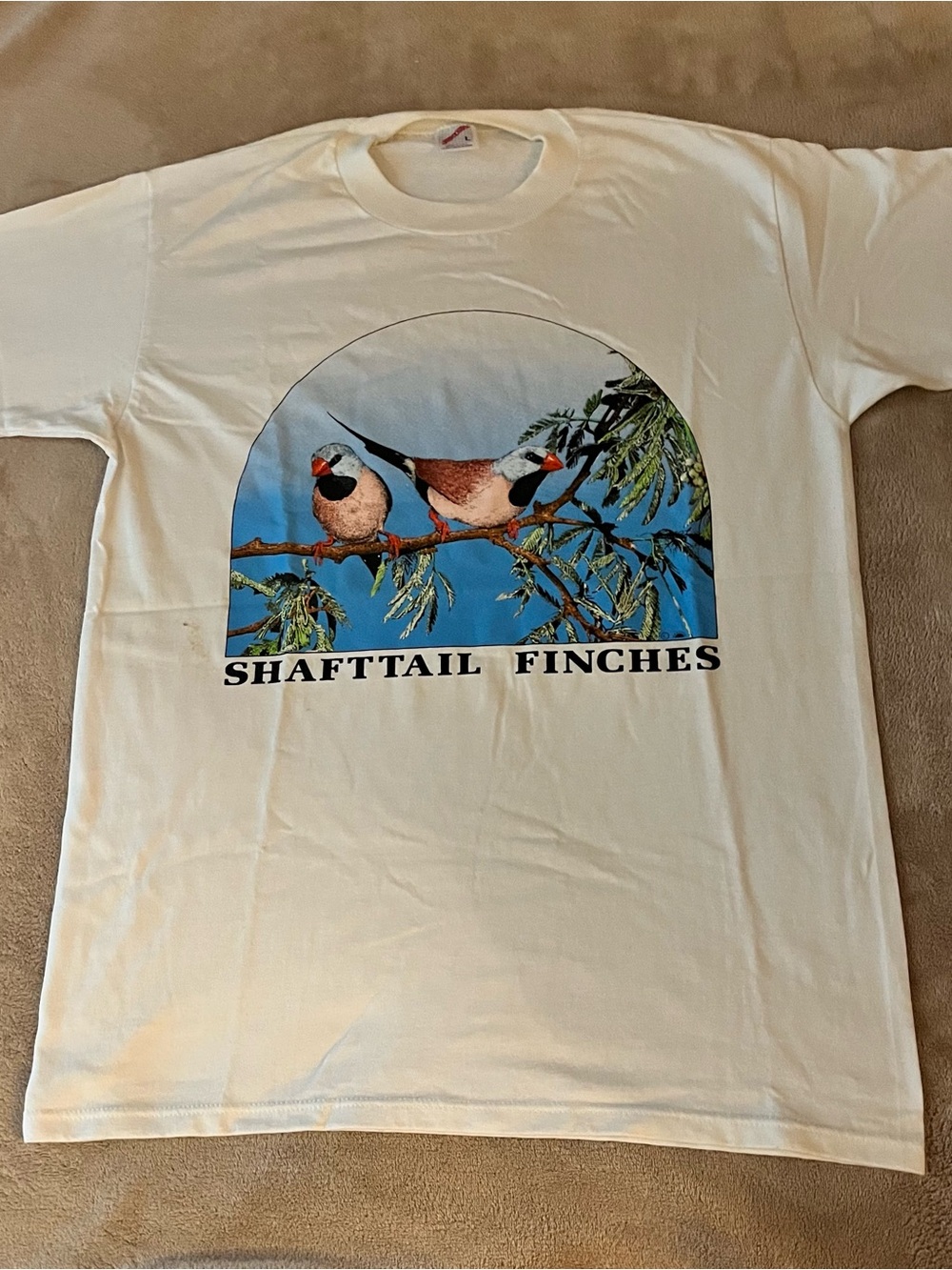 Vintage Jerzees made in USA. T shirt of shaft tail Finches